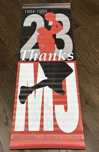 Rare 2side Michael Jordan 1984-1998 Chicago Bulls Banner Sign HUGE XL Classic MJ - Picture 6 of 9