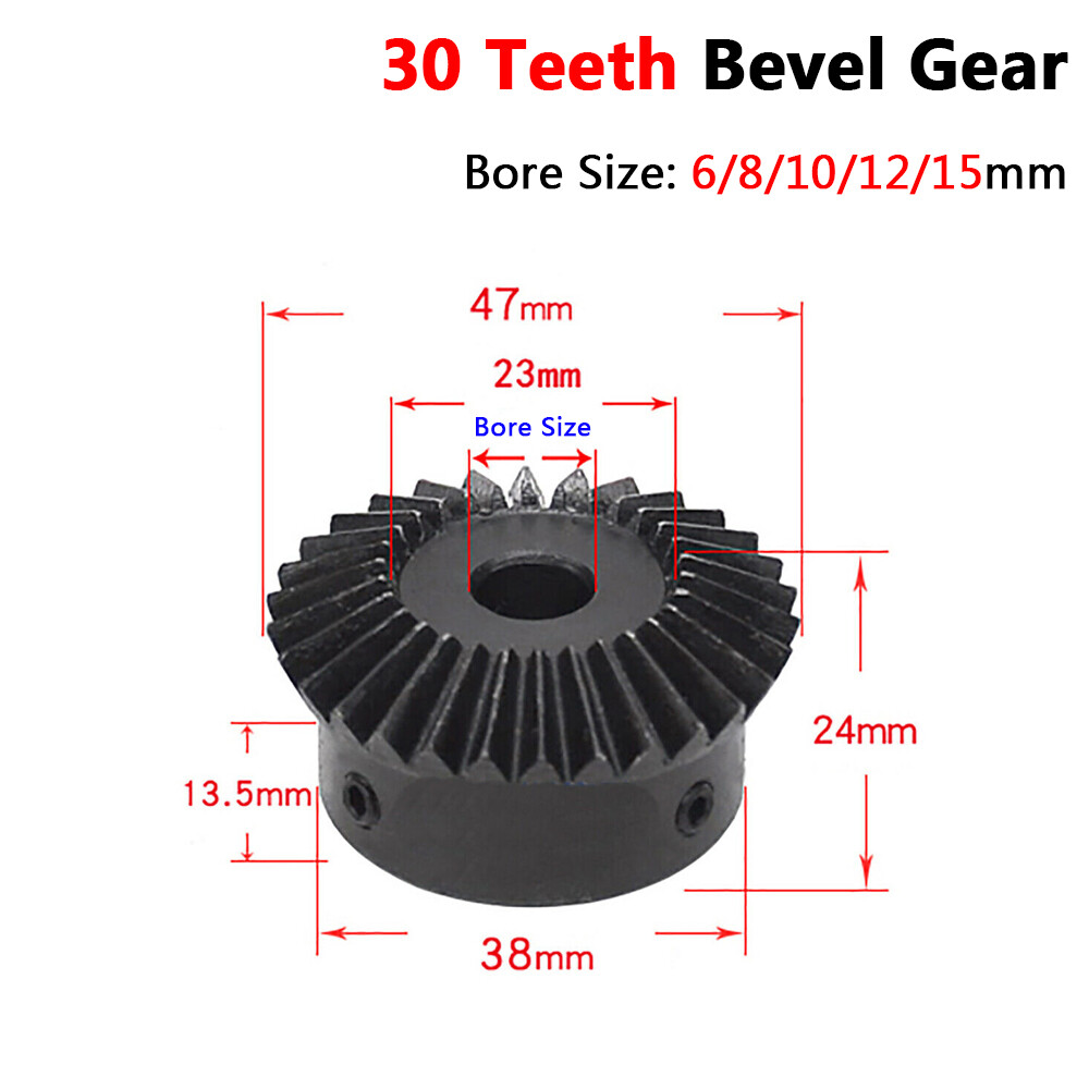 1.5 Modulus Bevel Gears Bore 5/6/8/10/12/15mm 15T/30T 90° 12 Pairing