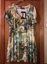 Attitudes By Renee Pocket Dress 2XP Tropical Print Nwt QVC