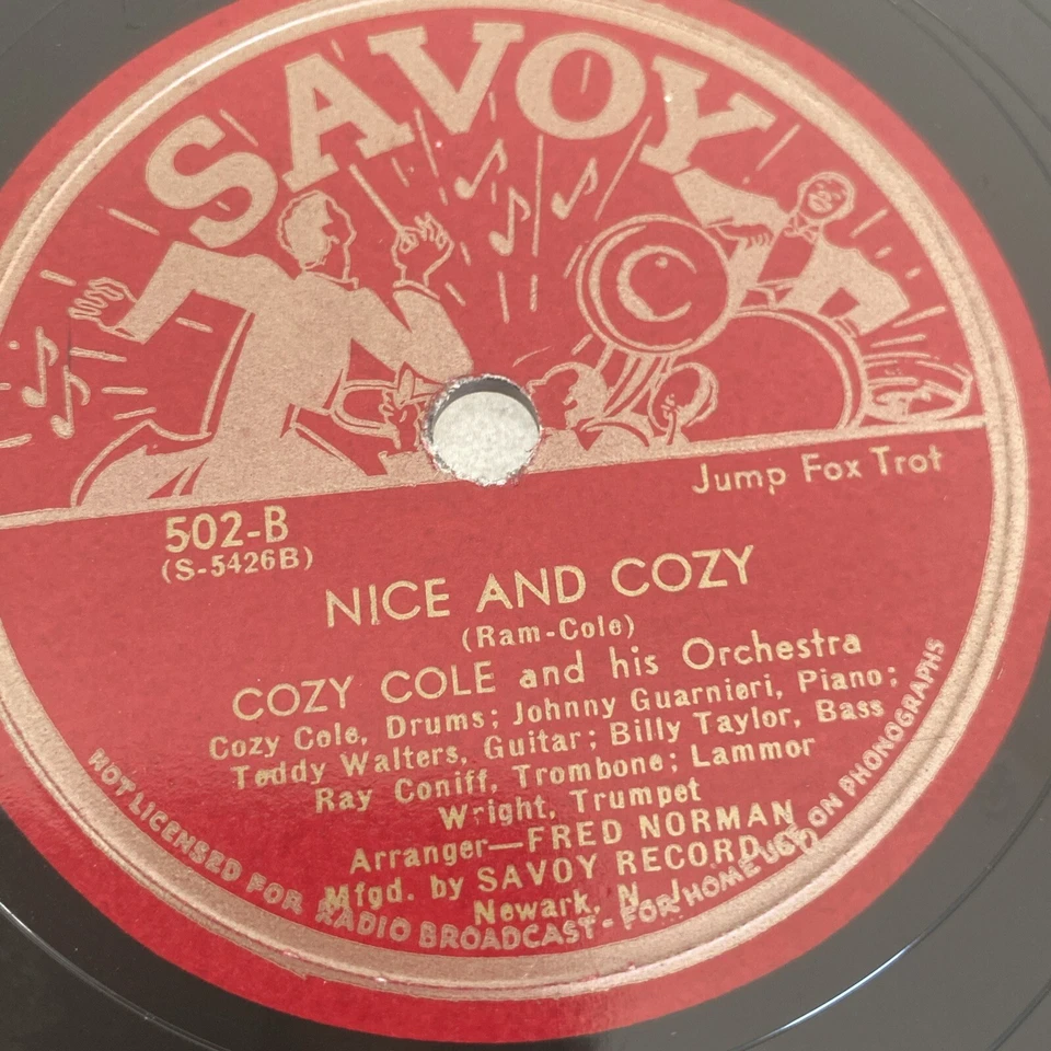 HOT Jazz COZY COLE -BILLY TAYLOR -RAY CONIFF 78 rpm SAVOY 502 JERICHO 1944 MINT - Imagem 4 de 4