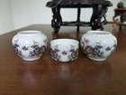 1set 3pcs Asian Bamboo Bird Cage dragon food ceramics cups龙.鸟食杯