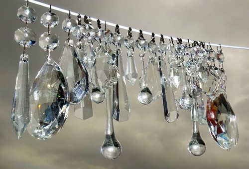 LAMPADARIO ALBERO DI NATALE GOCCE CRISTALLI GOCCE VETRO 24 XL PRISMI DECORAZIONI - Foto 10 di 12