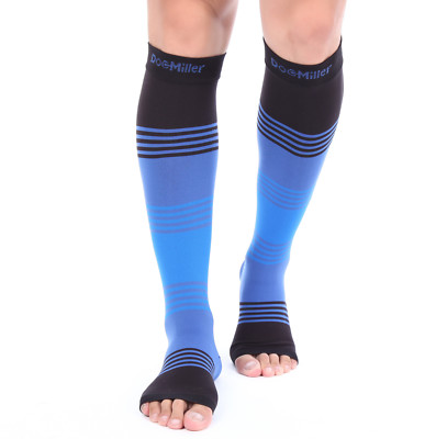 Open Toe Compression Sleeve Socks 20-30mmHg Doc Miller Varicose Veins  BLACK/BLUE