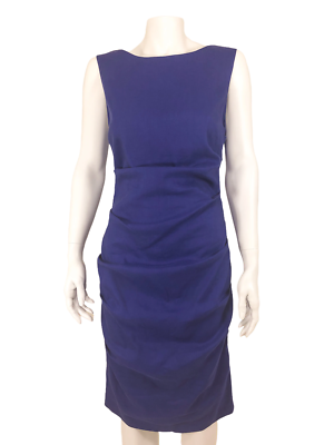 knee length dresses for ladies Pre-Loved Artelier Nicole Miller Women's Ruched Linen Dress Cobalt Size 6 –  Elle & Beck main image 0