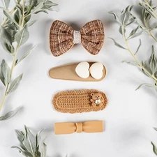 Trotting Trends Cute Fabric Hair Clips Set #3 for Girls, Women, Kids, Baby