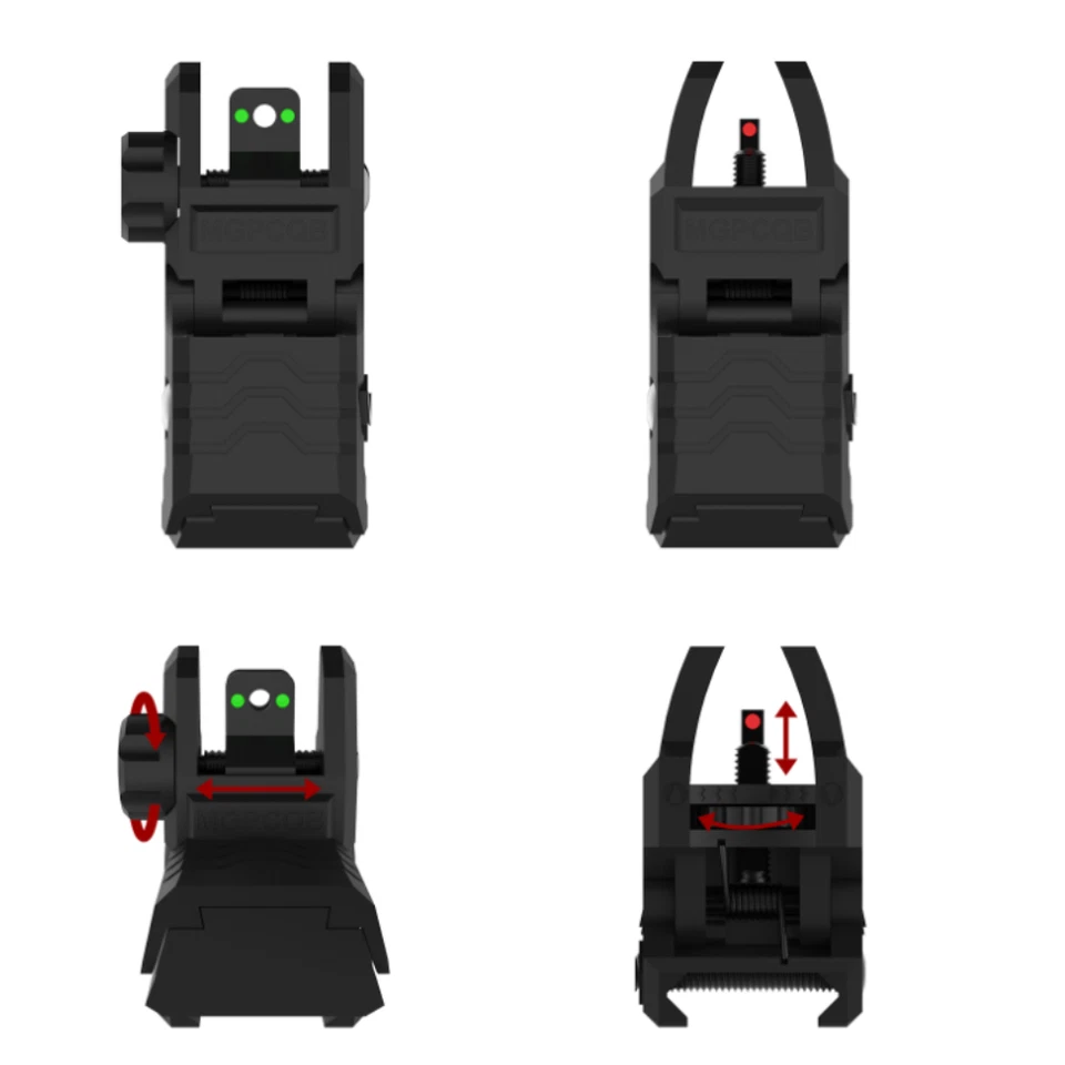 Fiber Iron Sight Flip-up Front Rear Sights Back Up Picatinny/Wea...Rail Hunting - Image 3 of 4