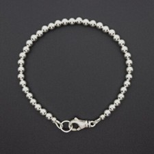 4mm Sterling Silver Beaded Bracelet, High Polish Round Seamless Feminine Bead