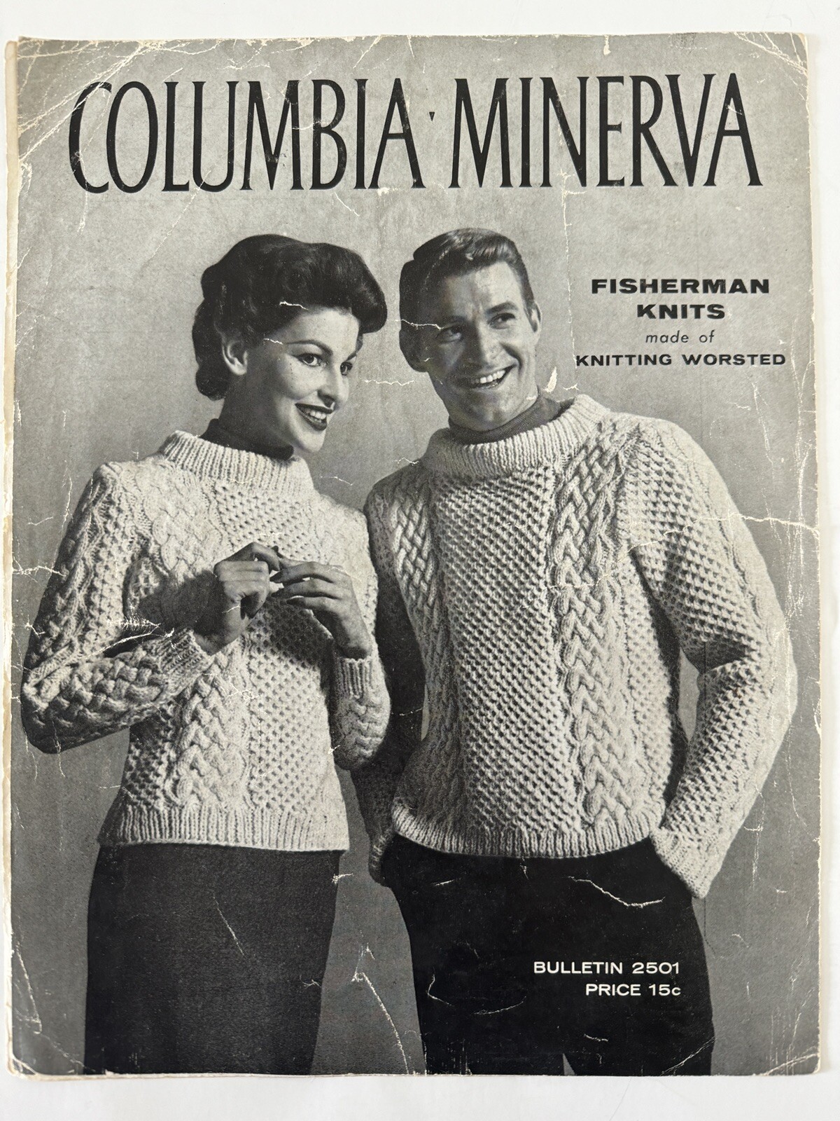 Vintage 1950s Columbia Minerva 2501 Fisherman Knits Sweaters Knitting