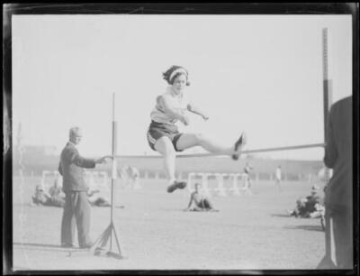 Athlete Cora Hannon competing in the high jump, NSW, 5 February 19 - Old Photo