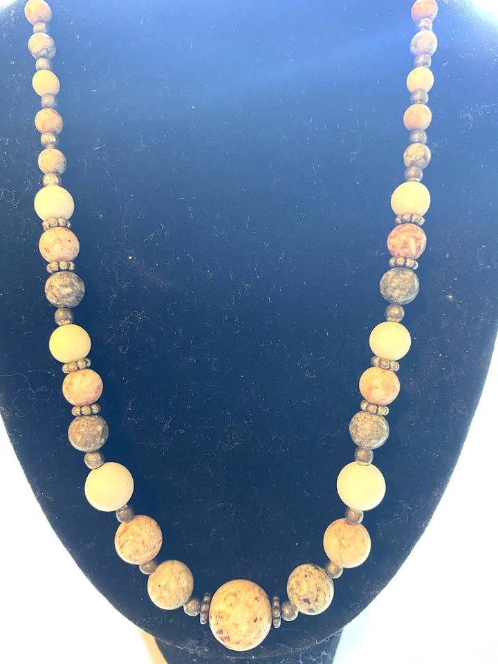 Colar vintage 7,28, jaspe branco oceânico - Imagem 2 de 3