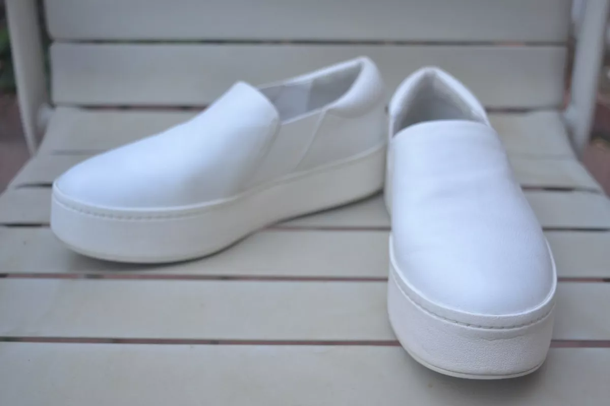 Vince white hotsell slip on sneakers