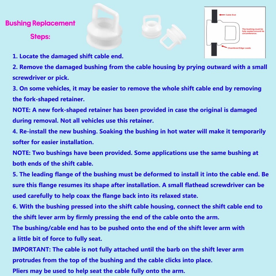 14104 Automatic Transmission Shift Cable Bushing For Chevrolet GMC Ram