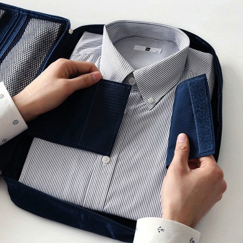 Shirt Travel Anti Wrinkle Tee Case Blue Suit Bag Woven Bags - Picture 5 of 11