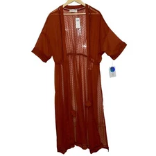 NEW NWT Abercrombie & Fitch Red Sheer Lace Polka Dot Boho Kimono Robe Size OS