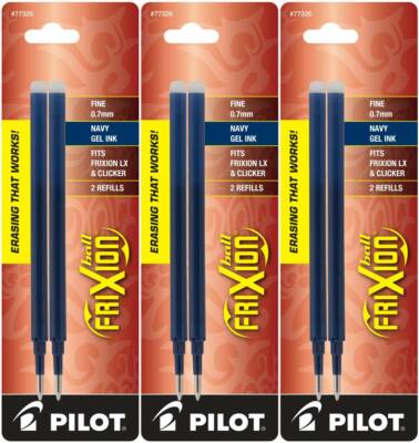 Pilot FriXion Ball Erasable Gel Ink Refills, Fine Point, 3 Packs of 2 Refills