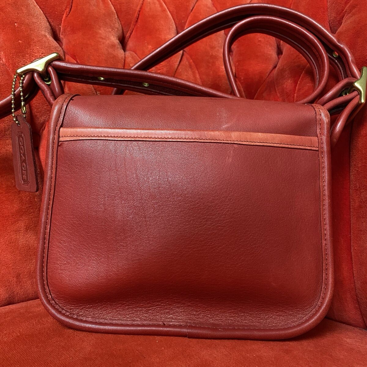 Coach Vintage Legacy Small Flap Shoulder Bag Purse Red Coach Vintage Legacy Small Flap Shoulder Bag Purse Red