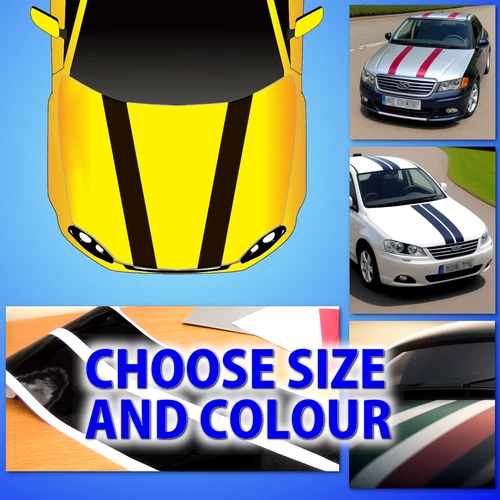 Car Bonnet Vinyl Stripes - universal fit - one pair - choose size and colour