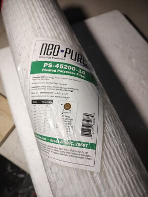 NEW Neo Pure PS-45200-10 20'' BB Standard Efficiency Pleated Filter 10 Microns