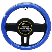 TrexNYC Rhinestone Steering Wheel Cover: Bling Steering Wheel Cover, Blue