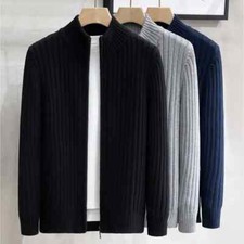 Autumn Winter Trend Zipper Casual High-end Men's Knitted Cardigan Sweater