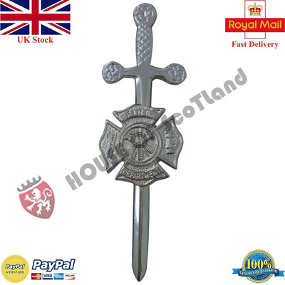 Feuerwehr Kiltstift verchromt / Keltisches Schwert Kilt Pin Feuerwehr Depart