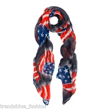 Vintage USA American Flag Print Fashion Scarf