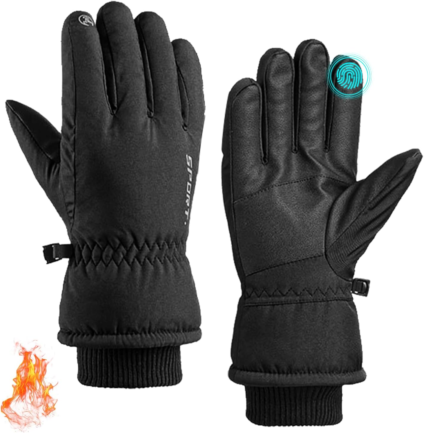 Winter Gloves, Waterproof Thermal Touchscreen Ski Glove, Suit for Ski, Cycling,-image
