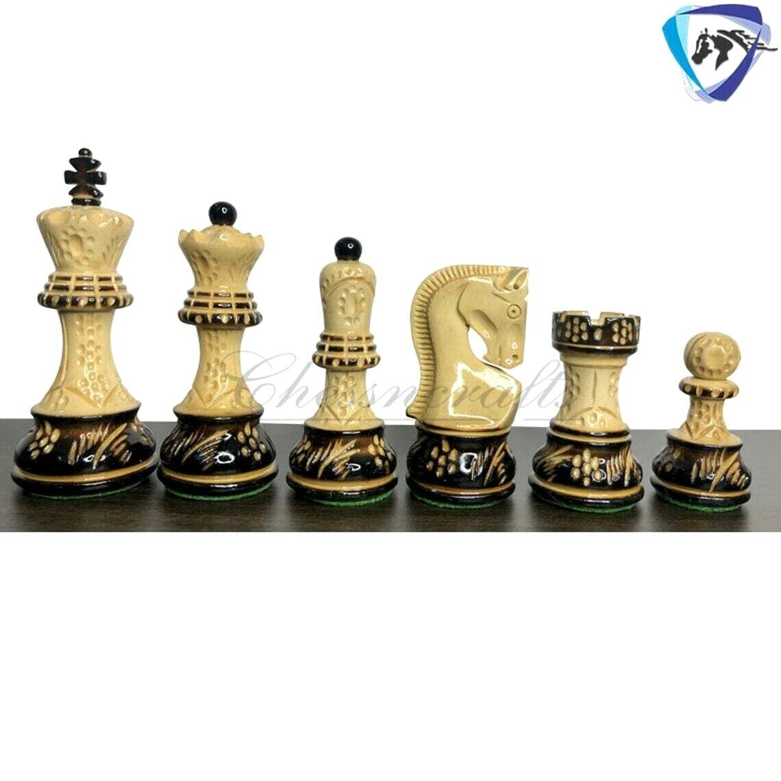 Wooden The 4 inch Burnt Zangreb Grand Master Chess Set, Packaging