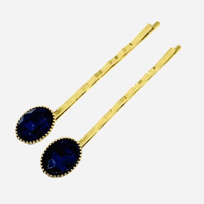 Vintage Bobby Pin Clip Rhinestone Crystal Hairpin Wedding Elegant Nave Blue  F4
