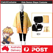 Kids Demon Slayer Agatsuma Zenitsu Cosplay Costume Kimono Boys Halloween Outfits