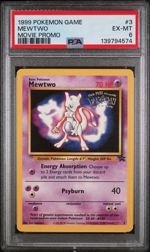 1999 Pokemon Black Star WB First Movie Promo Mewtwo #3 PSA 6 WOTC