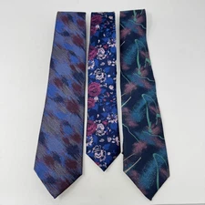 Lot 3 Mens Ties Mixed Brands Floral Abstract Patterns Silk Poly