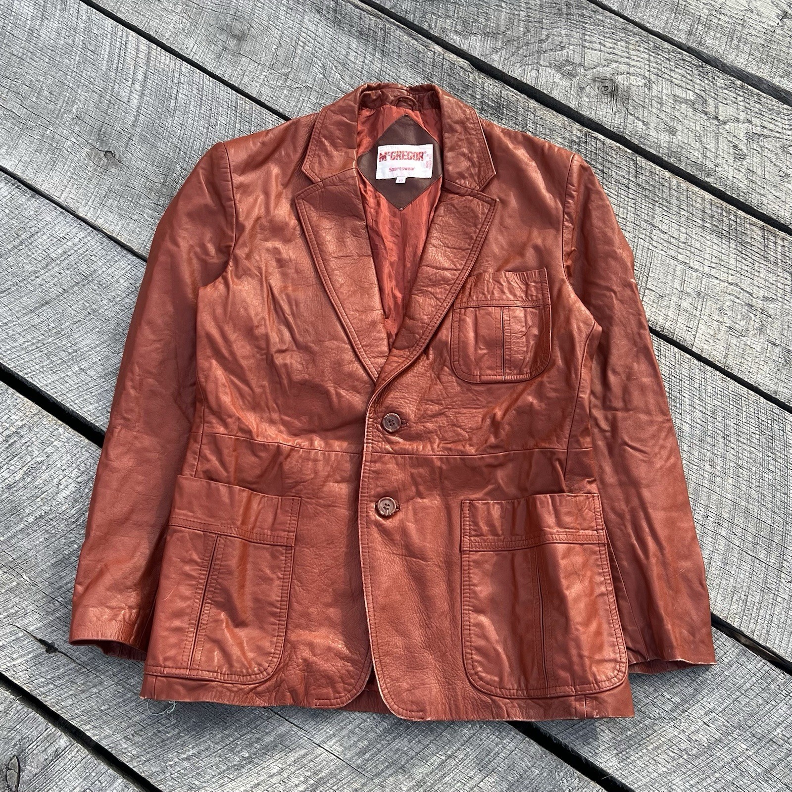 Vintage 70s McGregor Rust Orange Leather Jacket S… - image 1