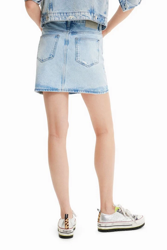 Desigual Women's Skirt Straight & Pencil Denim Blue Short Size XL 23SWFD08 - Photo 2/4