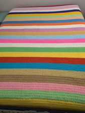 Vintage Hand Crocheted Rainbow Afghan Blanket 83"x85"