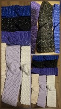 Lot Of 6 Beautiful Wide Hand Crocheted Headbands. All New Yarn. Sparkle Yarn.