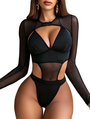 Sexy Damen Body Set Rave Outfits mit Schnalle Schulterfrei