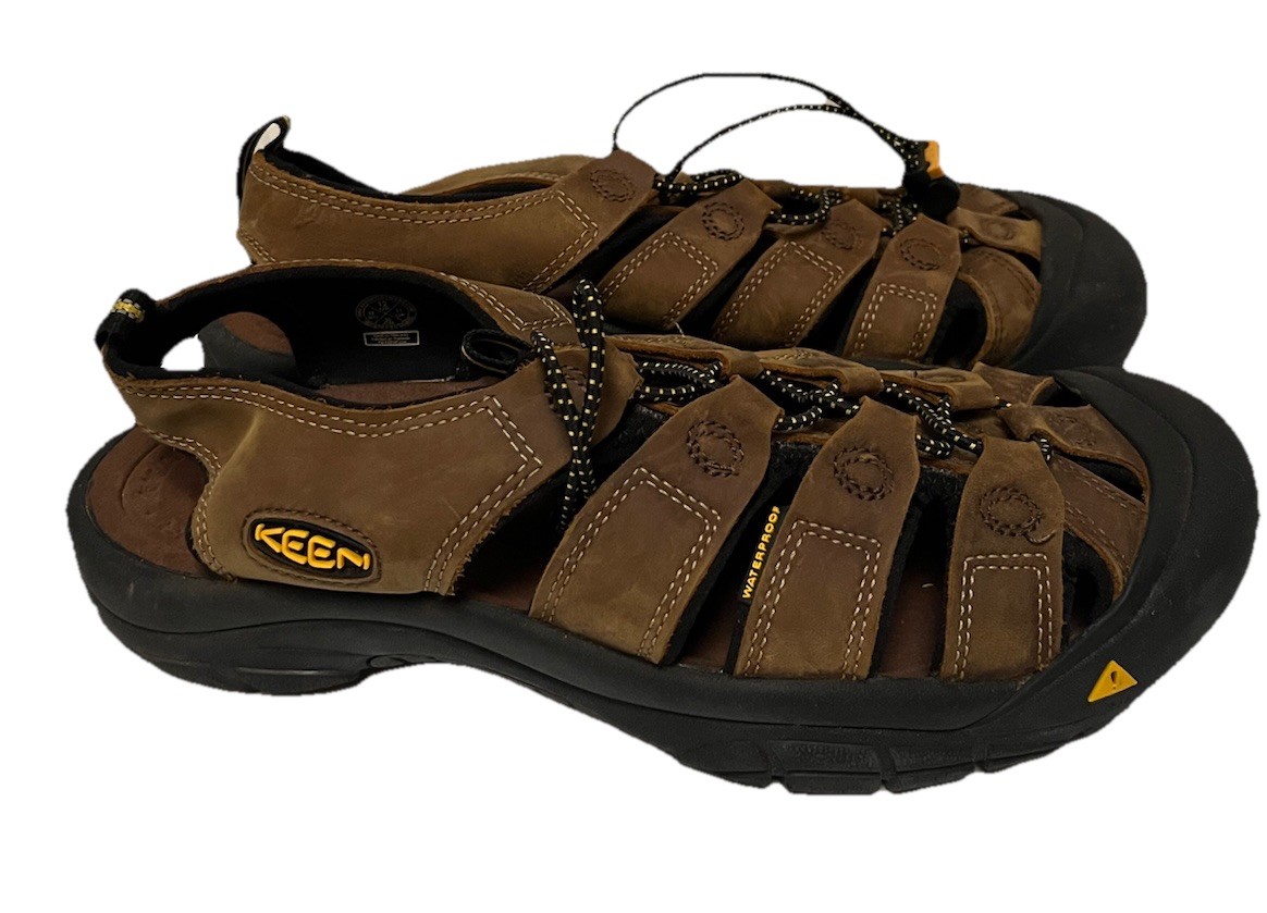 Sandali Keen Newport bisonte impermeabili escursionismo pelle marrone uomo taglia 12 US.