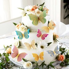 12pcs GOLD 3D Butterfly Wall Sticker ,Party Decor , Flower Butterfly Sticker