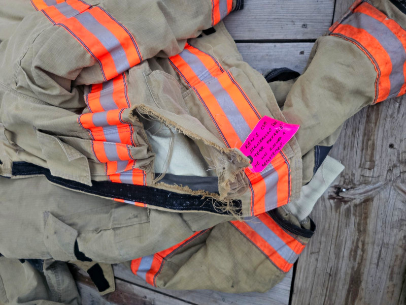 Firefighter Turnout/Bunker Gear Coat, Tan Orange Reflective *Pocket Torn*