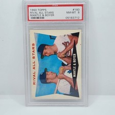 1960 Topps Rival All Stars Mantle/Boyer #160 PSA 8 HOF
