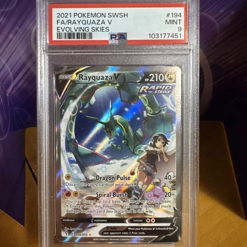 Pokemon Rayquaza V Evolving Skies Alt Full Art #194 PSA 9 Mint English