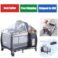 4 in 1 Portable Nursery Center Baby Playard with Bassinet Changing Table