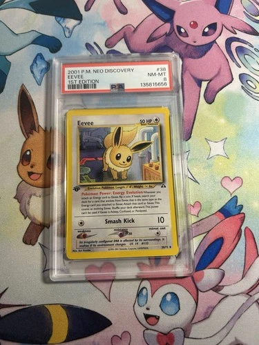 1999 Pokemon - 1st Edition Eevee Non-Holo Neo Discovery 38/75 - PSA 8