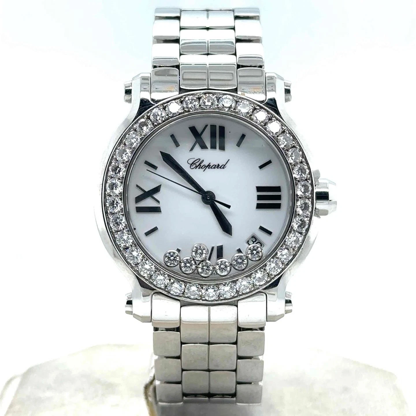 Chopard — Chopard Happy Sport Quartz 36mm 7 Diamonds/Custom Diamond Bezel 27/8477-3008