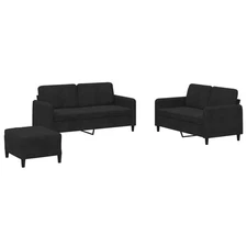 Sofa Set Black Velvet, Metal, Plywood, Textilene, Foam Compact vidaXL