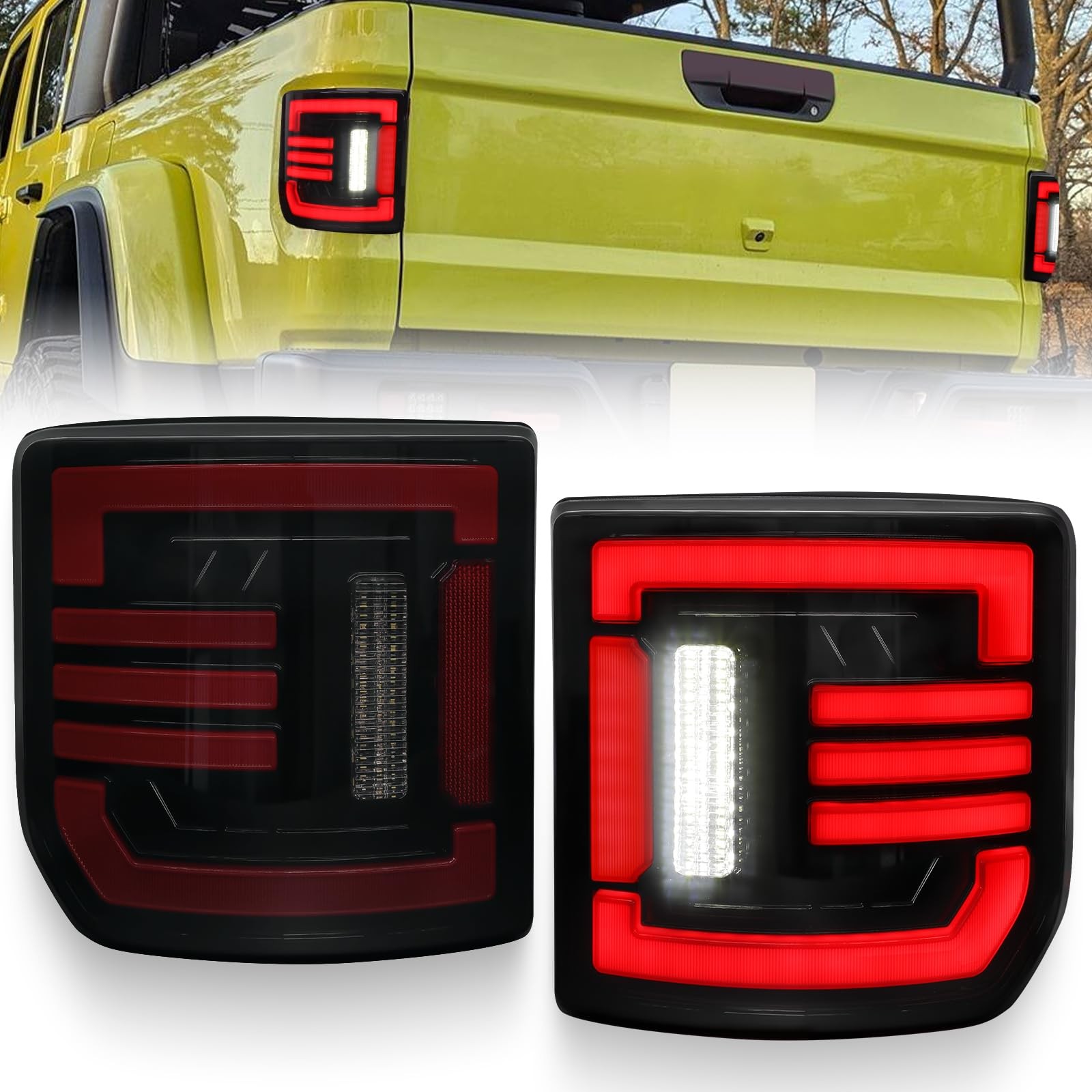 2 Pack Smoked Lens Tail Lights for 2019-2026 Jeep Wrangler Gladiator JT