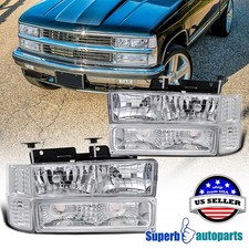 Fits 1994-1998 C10 Ck K1500 K2500 K3500 Suburban Pickup Headlights Bumper Lamps