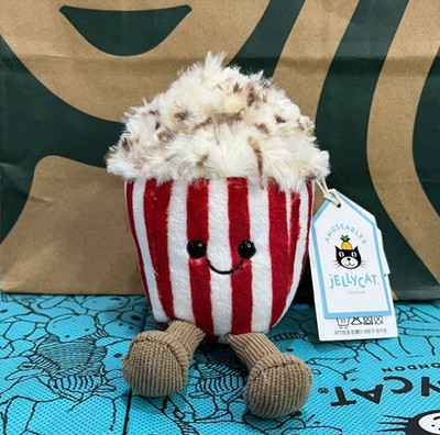 Jellycat Popcorn Plush Bag Charm Keychain Soft Cute Collectible Gift NWT