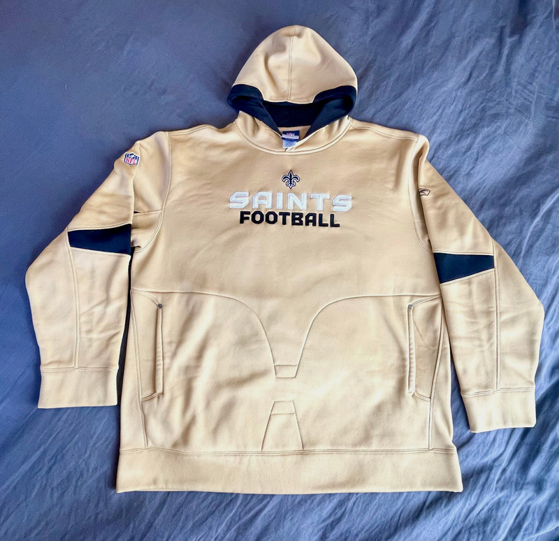 Vintage New Orleans Saints Reebook NFL Authentic Sideline Gold Hoodie XXL